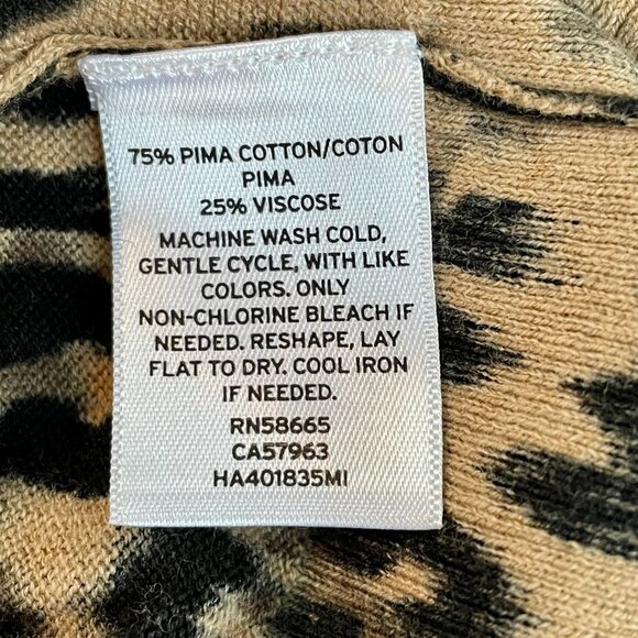 HALOGEN Pima Cotton Blend Leopard Print Pullover Sweater Women’s M Ballet Neck - Picture 10 of 12